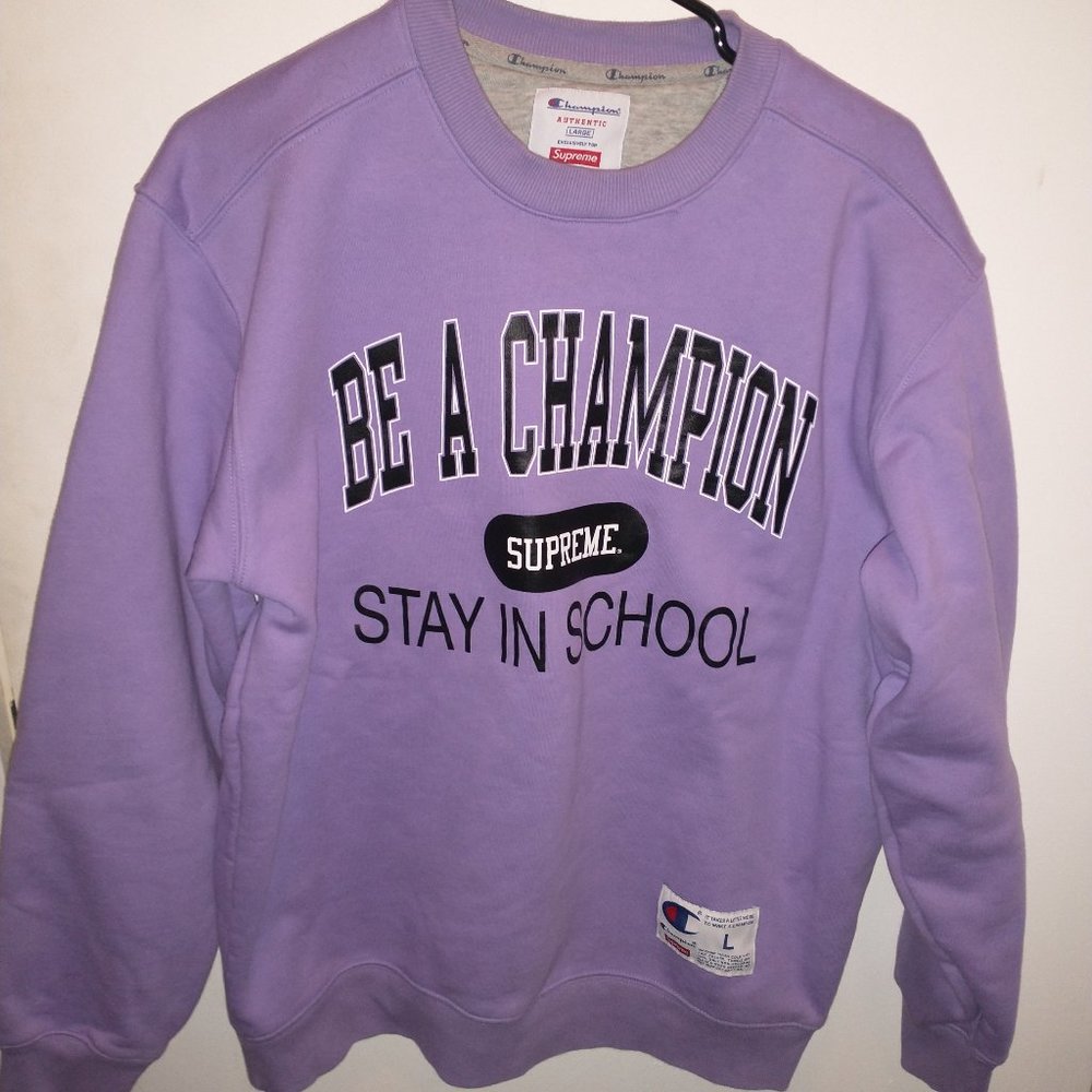 Supreme Champion Stay In School Crewneck Purple